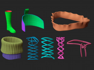 65 Low poly shoe footwear base mesh and parts IMM brush set for Zbrush Fbx and OBJ files 3D Model