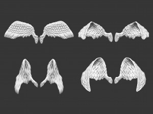 20 Mid poly statue and sculpture angel wings IMM brush set for Zbrush OBJ files 3D Model
