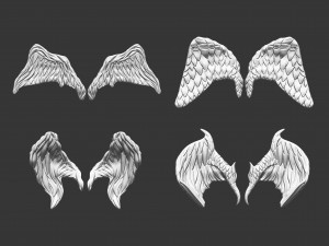 20 Mid poly statue and sculpture angel wings IMM brush set for Zbrush OBJ files 3D Model