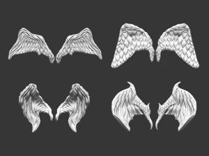20 Mid poly statue and sculpture angel wings IMM brush set for Zbrush OBJ files 3D Model
