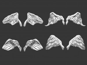 20 Mid poly statue and sculpture angel wings IMM brush set for Zbrush OBJ files 3D Model