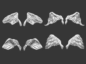 20 Mid poly statue and sculpture angel wings IMM brush set for Zbrush OBJ files 3D Model
