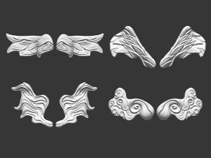 20 Mid poly statue and sculpture angel wings IMM brush set for Zbrush OBJ files 3D Model