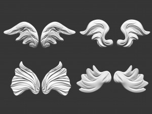 20 Mid poly statue and sculpture angel wings IMM brush set for Zbrush OBJ files 3D Model