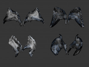 20 Mid poly statue and sculpture angel wings IMM brush set for Zbrush OBJ files 3D Model