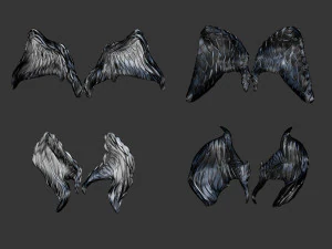 20 Mid poly statue and sculpture angel wings IMM brush set for Zbrush OBJ files 3D Model