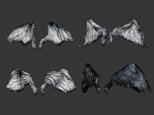 20 Mid poly statue and sculpture angel wings IMM brush set for Zbrush OBJ files 3D Model