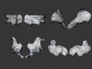 20 Mid poly statue and sculpture angel wings IMM brush set for Zbrush OBJ files 3D Model