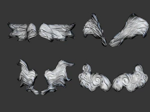 20 Mid poly statue and sculpture angel wings IMM brush set for Zbrush OBJ files 3D Model