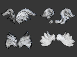 20 Mid poly statue and sculpture angel wings IMM brush set for Zbrush OBJ files 3D Model