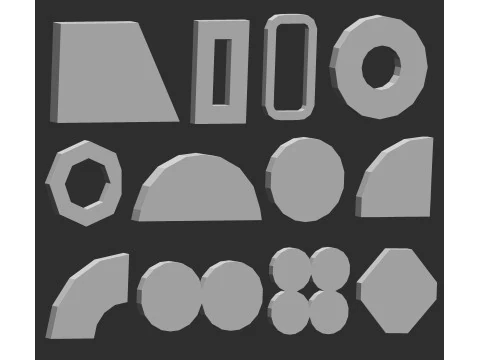 100 bentuk jaring dasar geometris primitif poli rendah imm Zbrush mengatur file obj dan fbx Model 3D