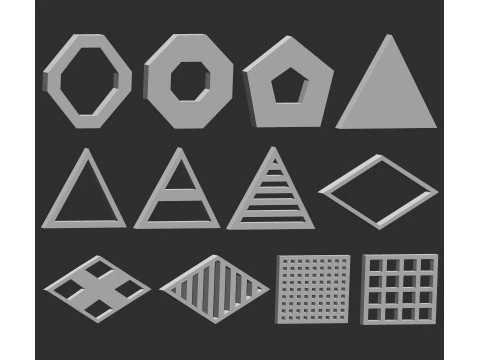 100 bentuk jaring dasar geometris primitif poli rendah imm Zbrush mengatur file obj dan fbx Model 3D