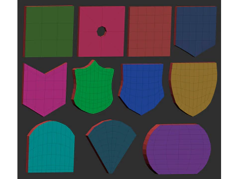 100 bentuk jaring dasar geometris primitif poli rendah imm Zbrush mengatur file obj dan fbx Model 3D