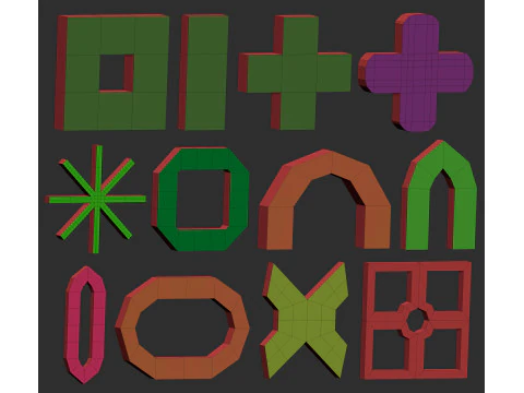 100 bentuk jaring dasar geometris primitif poli rendah imm Zbrush mengatur file obj dan fbx Model 3D
