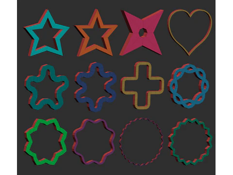 100 bentuk jaring dasar geometris primitif poli rendah imm Zbrush mengatur file obj dan fbx Model 3D