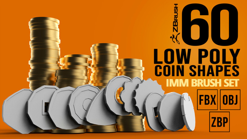 60 various coin or money base mesh shapes imm Zbrush set obj and fbx files 3D Model .c4d .max .obj .3ds .fbx .stl .blend 