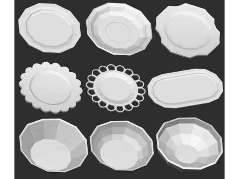 90 kitchen utensil crockery and pottery base mesh shapes imm Zbrush set obj and fbx files Modello 3D