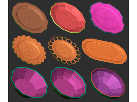 90 kitchen utensil crockery and pottery base mesh shapes imm Zbrush set obj and fbx files Modello 3D