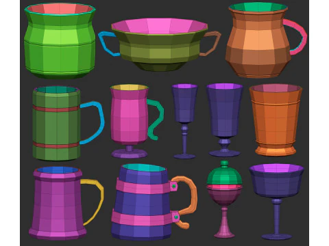 90 kitchen utensil crockery and pottery base mesh shapes imm Zbrush set obj and fbx files 3D Model