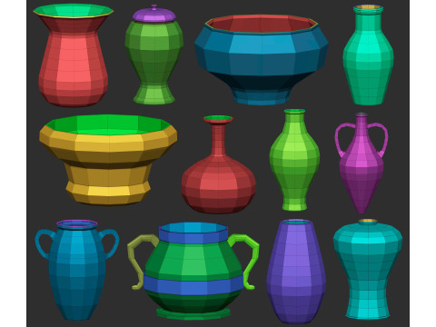 90 kitchen utensil crockery and pottery base mesh shapes imm Zbrush set obj and fbx files Modello 3D