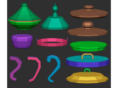 90 kitchen utensil crockery and pottery base mesh shapes imm Zbrush set obj and fbx files 3D Model