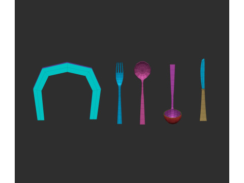 90 kitchen utensil crockery and pottery base mesh shapes imm Zbrush set obj and fbx files Modello 3D