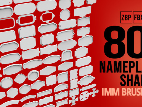 80 monument or sculpture sign board nameplate base mesh shapes imm Zbrush set obj and fbx files 3D Model