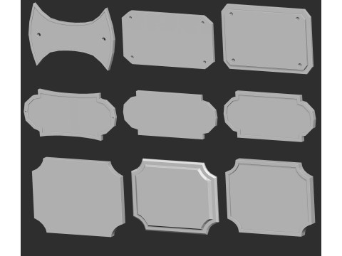 80 monument or sculpture sign board nameplate base mesh shapes imm Zbrush set obj and fbx files Modelo 3D