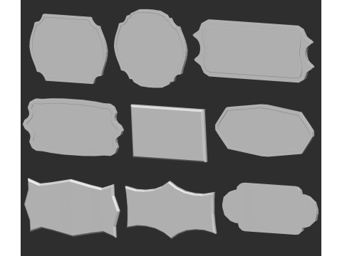 80 monument or sculpture sign board nameplate base mesh shapes imm Zbrush set obj and fbx files Modelo 3D