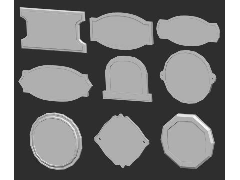 80 monument or sculpture sign board nameplate base mesh shapes imm Zbrush set obj and fbx files Modelo 3D