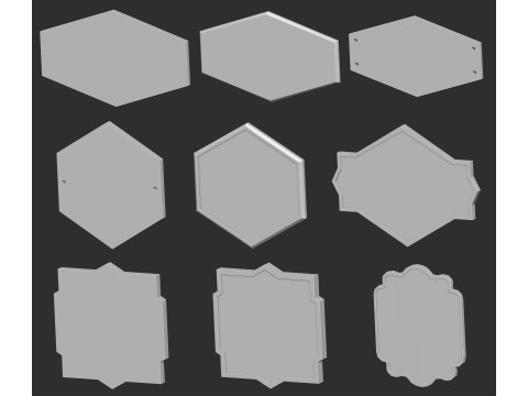80 monument or sculpture sign board nameplate base mesh shapes imm Zbrush set obj and fbx files Modelo 3D