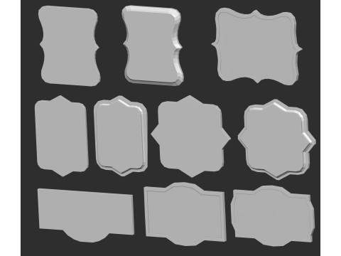 80 monument or sculpture sign board nameplate base mesh shapes imm Zbrush set obj and fbx files Modelo 3D