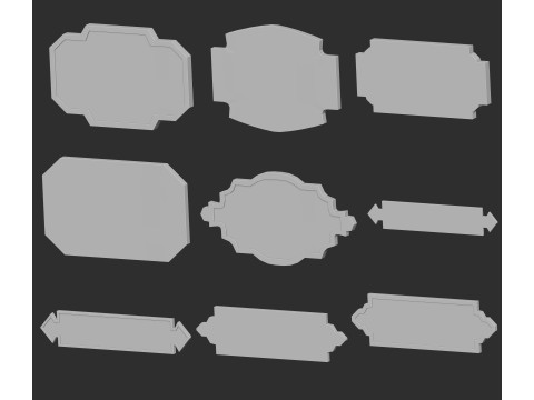 80 monument or sculpture sign board nameplate base mesh shapes imm Zbrush set obj and fbx files Modelo 3D