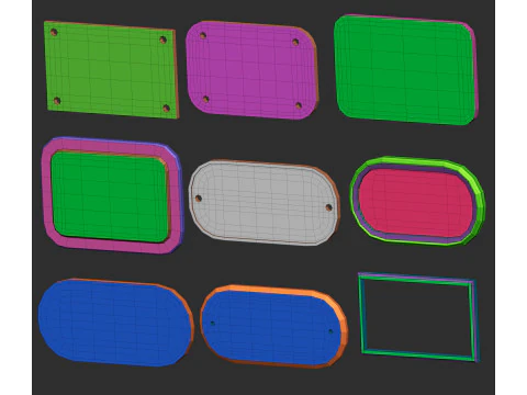 80 forme di rete di base per targhette per monumenti o sculture imm Zbrush set di file obj e fbx Modello 3D