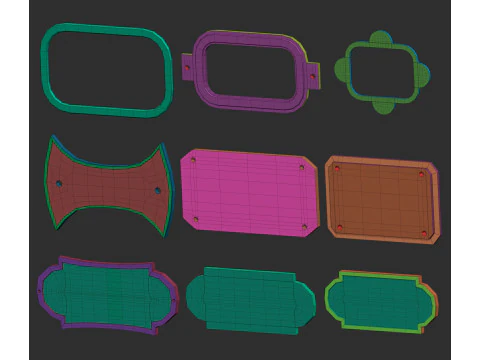 80 forme di rete di base per targhette per monumenti o sculture imm Zbrush set di file obj e fbx Modello 3D