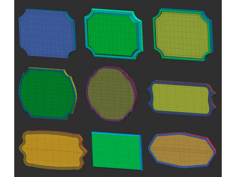 80 forme di rete di base per targhette per monumenti o sculture imm Zbrush set di file obj e fbx Modello 3D