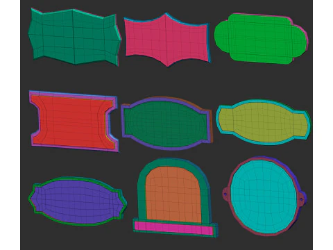 80 forme di rete di base per targhette per monumenti o sculture imm Zbrush set di file obj e fbx Modello 3D