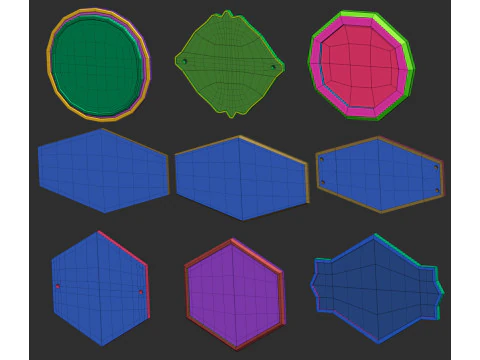 80 forme di rete di base per targhette per monumenti o sculture imm Zbrush set di file obj e fbx Modello 3D