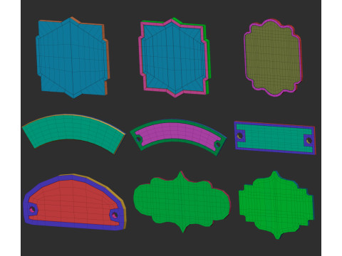 80 monument or sculpture sign board nameplate base mesh shapes imm Zbrush set obj and fbx files Modelo 3D