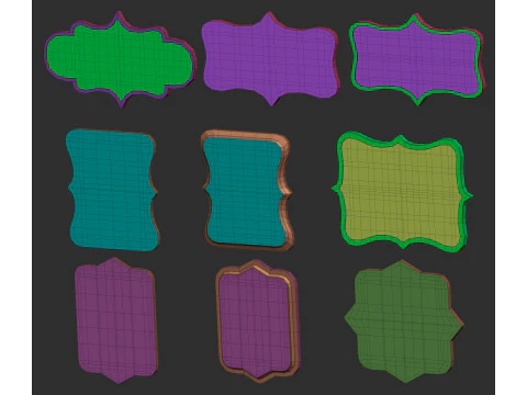 80 forme di rete di base per targhette per monumenti o sculture imm Zbrush set di file obj e fbx Modello 3D