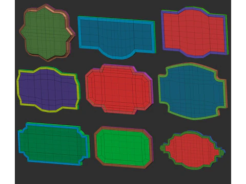 80 forme di rete di base per targhette per monumenti o sculture imm Zbrush set di file obj e fbx Modello 3D