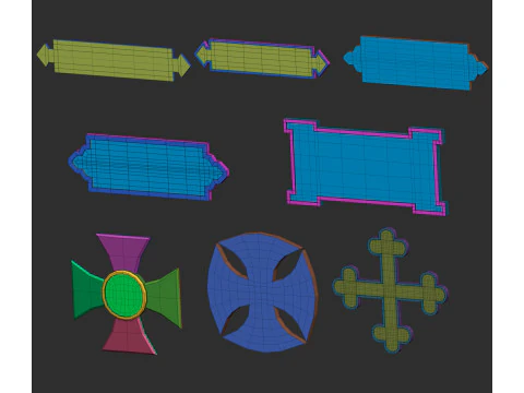 80 forme di rete di base per targhette per monumenti o sculture imm Zbrush set di file obj e fbx Modello 3D