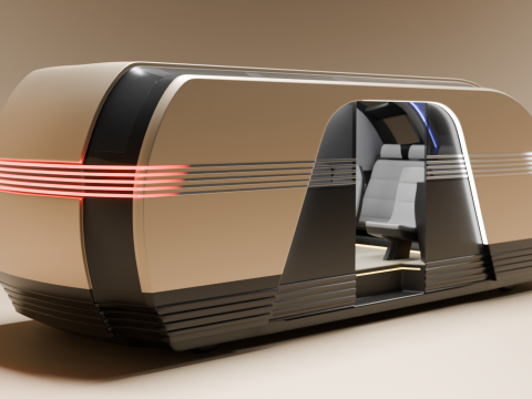 Tesla Robovan Robotaxi Realistic Ready-for-Use With Interior HP 3D Model