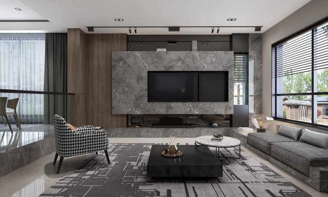 modern living roomv-ray 3D Model .c4d .max .obj .3ds .fbx .stl .blend 