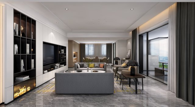 modern living roomv-ray 3D Model .c4d .max .obj .3ds .fbx .stl .blend 