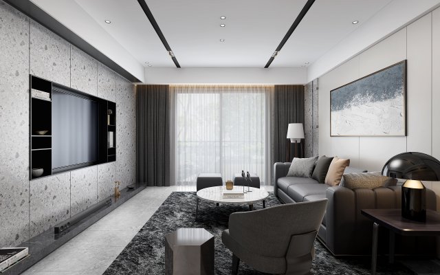 modern living roomv-ray 3D Модель .c4d .max .obj .3ds .fbx .stl .blend 