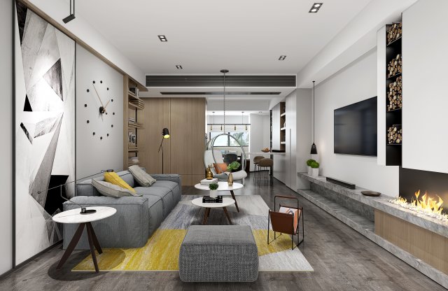 modern living room 3D Model .c4d .max .obj .3ds .fbx .stl .blend 