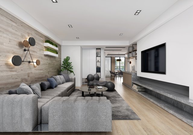 modern living room Model 3D .c4d .max .obj .3ds .fbx .stl .blend 
