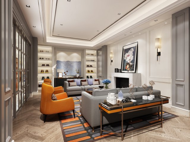 modern living room Modèle 3D .c4d .max .obj .3ds .fbx .stl .blend 