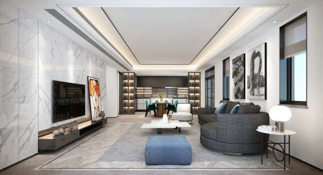 modern living room Modelo 3D .c4d .max .obj .3ds .fbx .stl .blend 